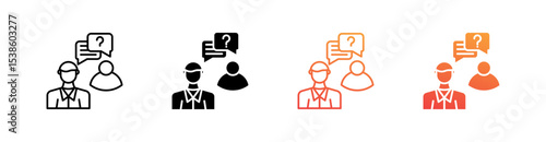 Interview Multiple Style Icon Set Vector 