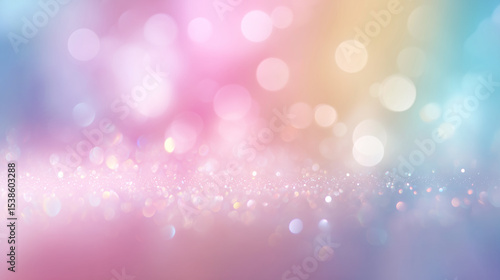 Dreamy, pastel colored bokeh background with soft pink, purple, and blue hues creates serene and magical atmosphere, perfect for design projects needing gentle touch