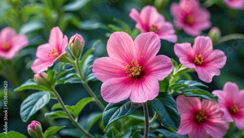 Wallpaper Mural Close-up of a stunning pink blossom surrounded by lush green foliage Torontodigital.ca