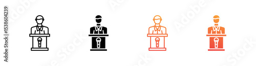 Press Conference Multiple Style Icon Set Vector 