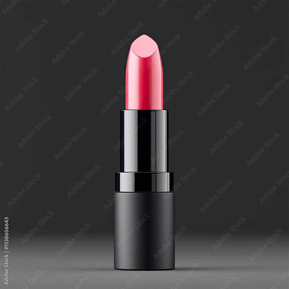 Pink Lipstick in Black Tube on Dark Background Pink Lipstick in Black Tube on Dark Background