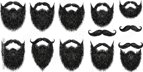 Explore beard styles and mustache designs for men grooming inspiration and facial hair trends guide editable stock vector illustration
