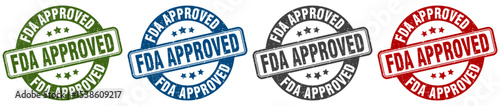 fda approved stamp. fda approved round stamp set isolated on white background