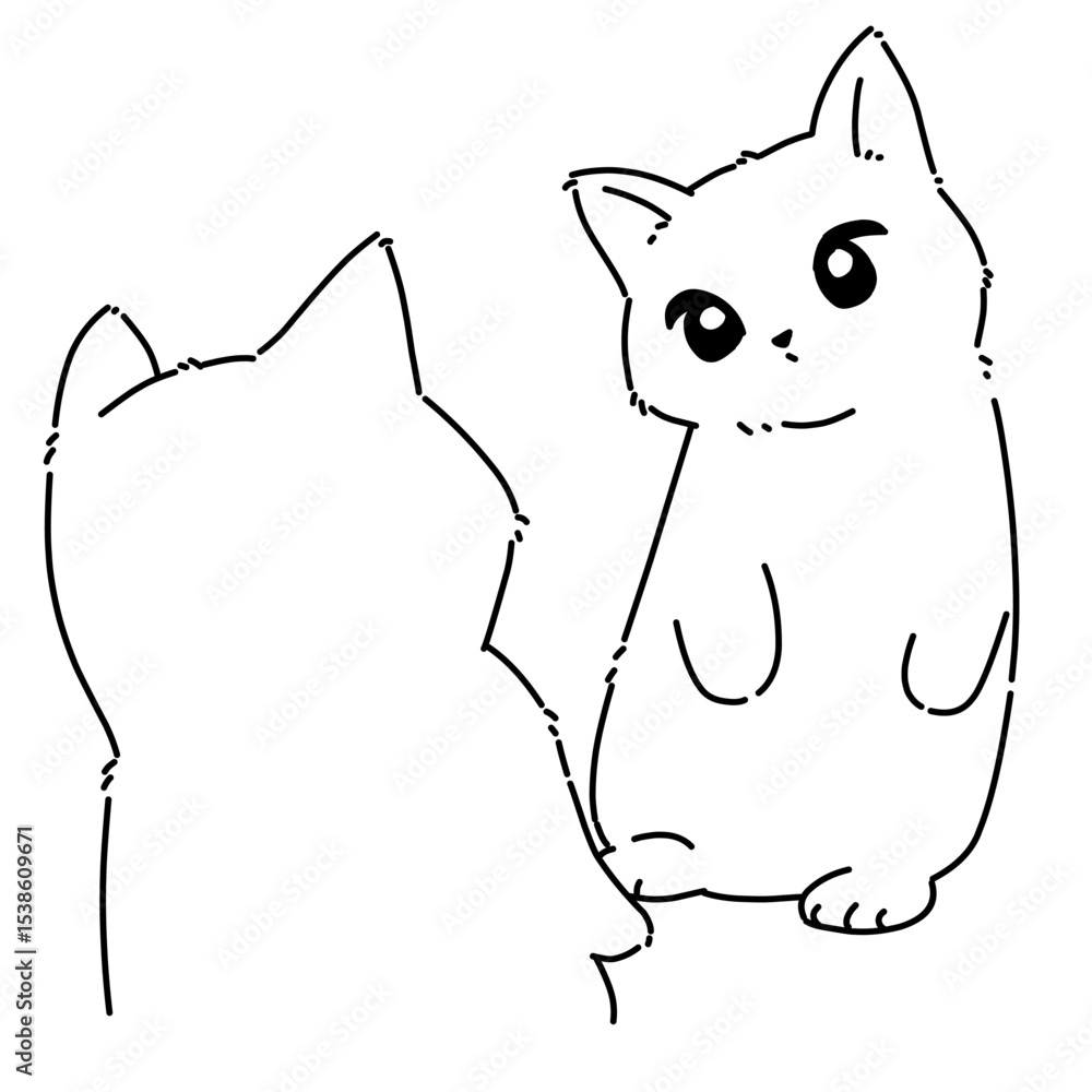 Obraz premium sketch of a cat line art outline illustration 