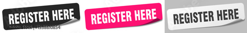 register here sticker. register here sticker set on white background