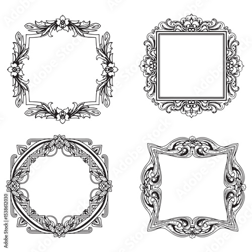 Title Decorative Vector Floral Frames Set Collection
