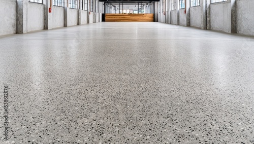 Polished concrete floor in a spacious industrial loft
