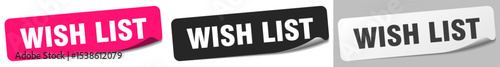 wish list sticker. wish list sticker set on white background