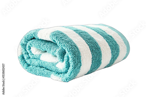 Rolled teal and white striped towel (1)