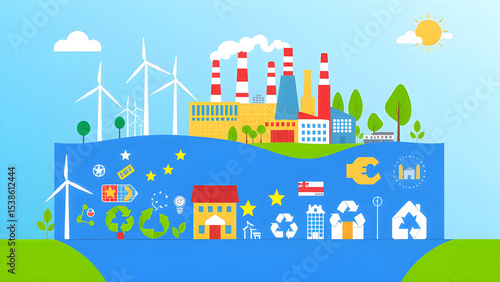 eco city landscape with city
