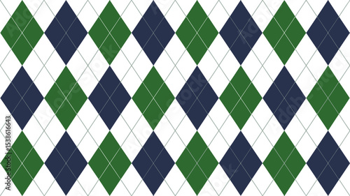 Argyle pattern background green blue white diamond seamless fabric textile wallpaper texture design 100 char editable stock vector illustration