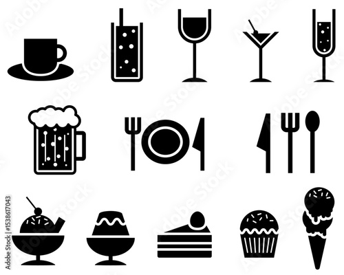カフェやレストランで使える食べ物・飲み物アイコン