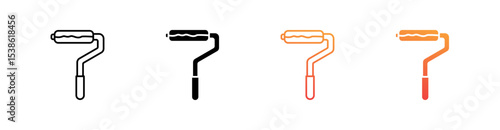 Paint Roller Multiple Style Icon Set Vector 