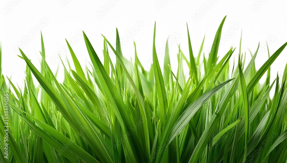 Fototapeta premium vibrant green grass blades isolated on white background