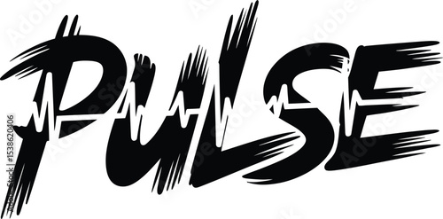 Bold pulse wordmark with a creative brushstroke style and a heartbeat element design