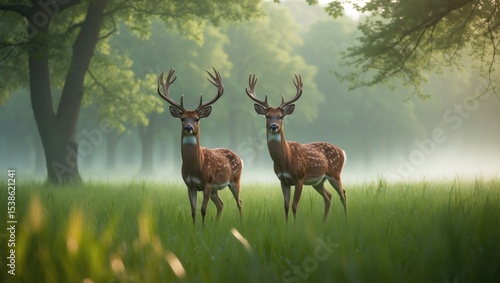 Fototapeta Naklejka Na Ścianę i Meble -  Deer species native to Java, Bali, and Timor: Sambar Sunda (Deer timorensis)