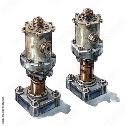 watercolor of Actuators, vector, isolated on a white background.