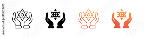 Judaism Multiple Style Icon Set Vector 