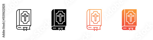 Bible Multiple Style Icon Set Vector 