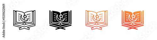 Quran Multiple Style Icon Set Vector 
