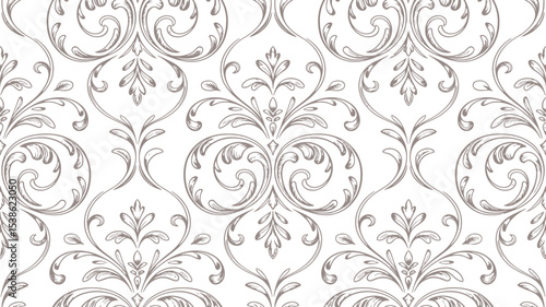 Seamless damask pattern wallpaper background texture vector floral design elegant decorative vintage ornament art editable stock vector illustration