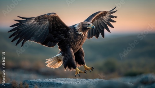 Wallpaper Mural Golden Eagle (Aquila chrysaetos) soaring, over the Eastern Rhodopes Mountains Torontodigital.ca
