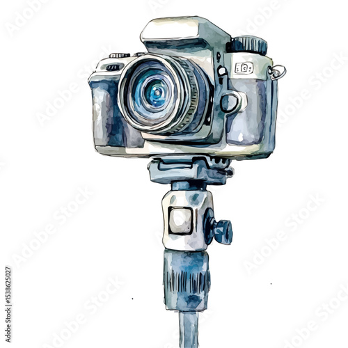 watercolor vector of Action Cameras, isolated on a white background.