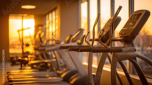 Wallpaper Mural Gym treadmills bathed in golden sunset light Torontodigital.ca