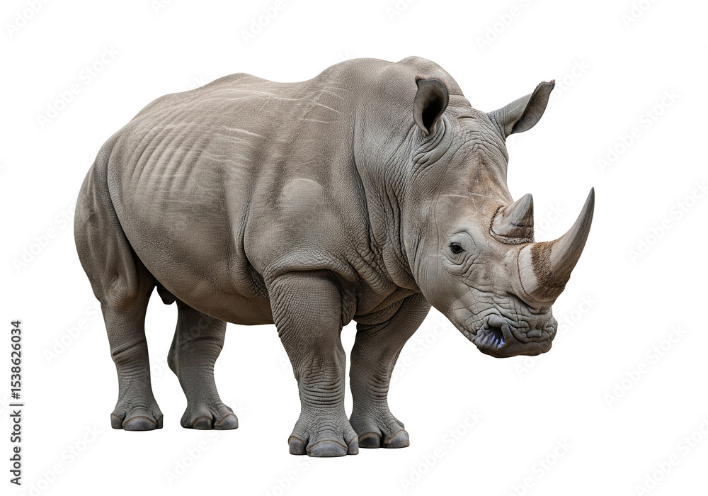 Fototapeta premium rhinocéros isolé sur un fond blanc