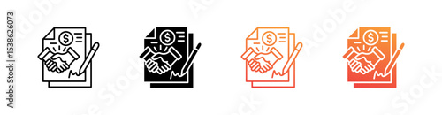 Sponsorship Multiple Style Icon Set Vector 