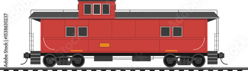 Red caboose train illustration vector graphic vintage railway car transportation design isolated background editable stock vector illustration