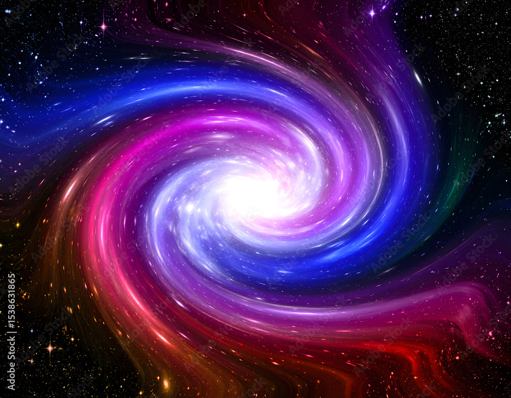 Obraz premium Vibrant Spiral Galaxy Cosmic Nebula Stellar Swirl Colorful Space Background Astronomical Image