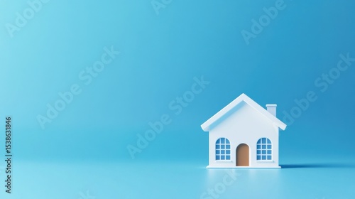 Wallpaper Mural Simple white house model on a plain blue background Torontodigital.ca