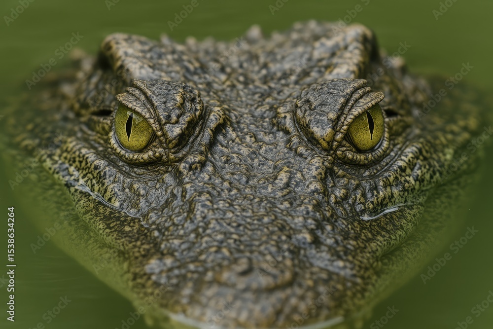 Fototapeta premium Detailed view of a crocodile's eyes