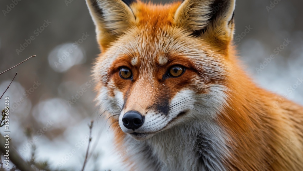 Fototapeta premium Detailed shot of a wild red fox's face