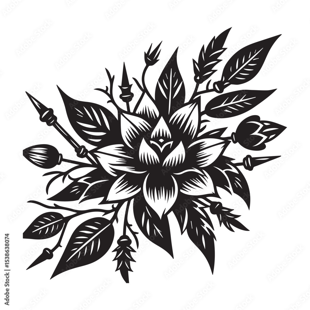 Fototapeta premium flower silhouette, editable vector image