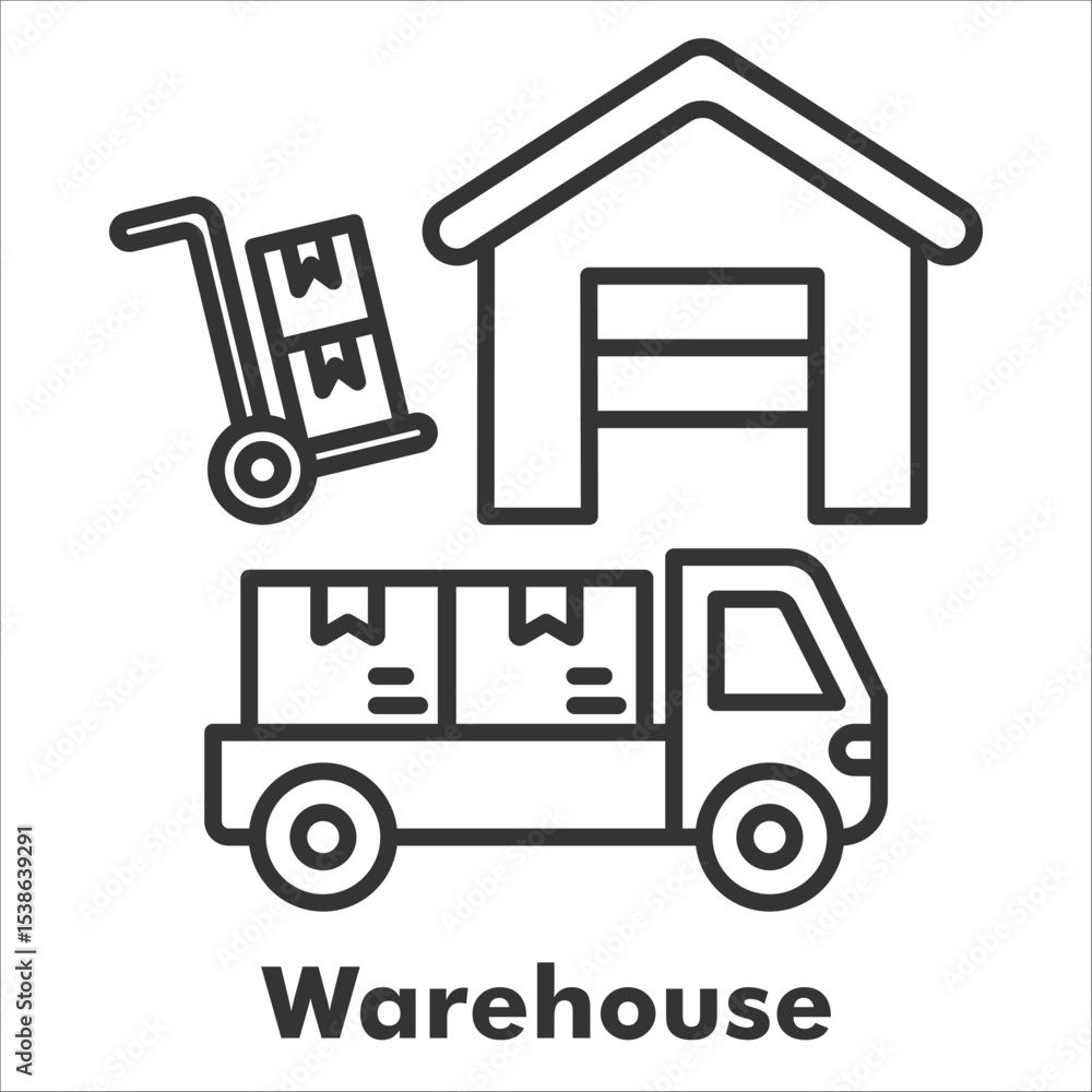 Warehouse Outline Icon Warehouse Outline Icon