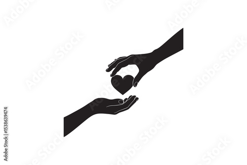 Hand Giving Heart Silhouette Illustration Love Offering Graphic