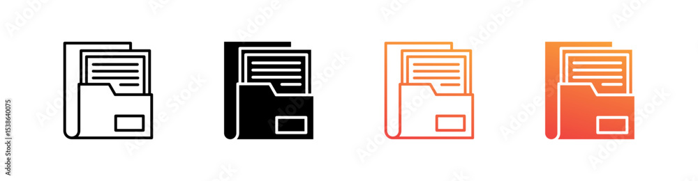 Filing Multiple Style Icon Set Vector Filing Multiple Style Icon Set Vector