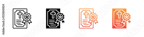 Death Certificate Multiple Style Icon Set Vector 