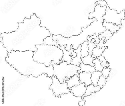 Outline Map of China with Administrative Borders