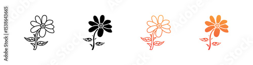 Daisy Multiple Style Icon Set Vector 