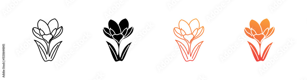 Obraz premium Crocus Multiple Style Icon Set Vector 