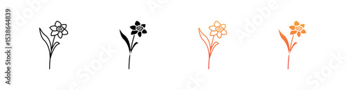 Daffodil Multiple Style Icon Set Vector 
