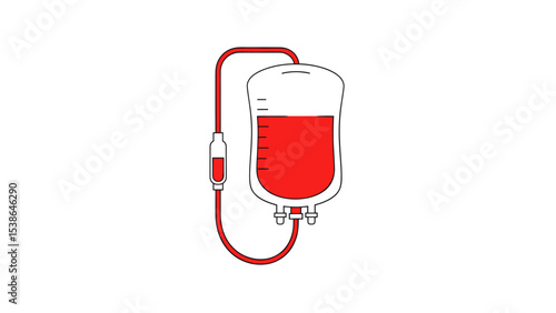 Medical Blood Bag Icon: Simple Line Art Illustration