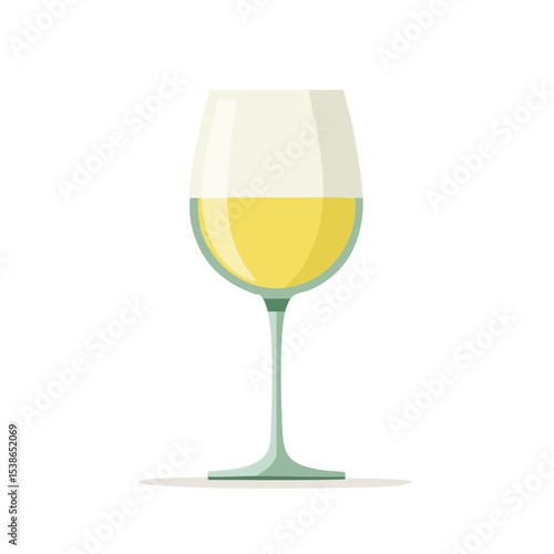 A Glass of White Wine, Perfectly Poured and Ready to Enjoy. The glass features a clear stem and bowl, filled with a delicious beverage