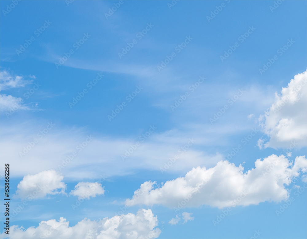 Fototapeta premium blue sky with soft white clouds scattered