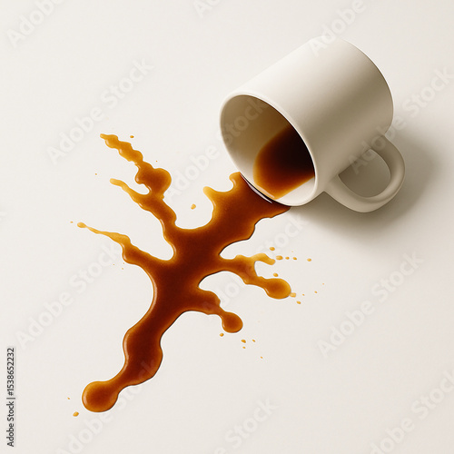 Arte Inaspettata: Caffè Rovesciato su Tavolo Bianco.