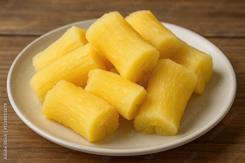 Detailed view of a traditional Indonesian breakfast featuring boiled cassava, rich in nutrients and easy to prepare. Detailed view of a traditional Indonesian breakfast featuring boiled cassava, rich in nutrients and easy to prepare.