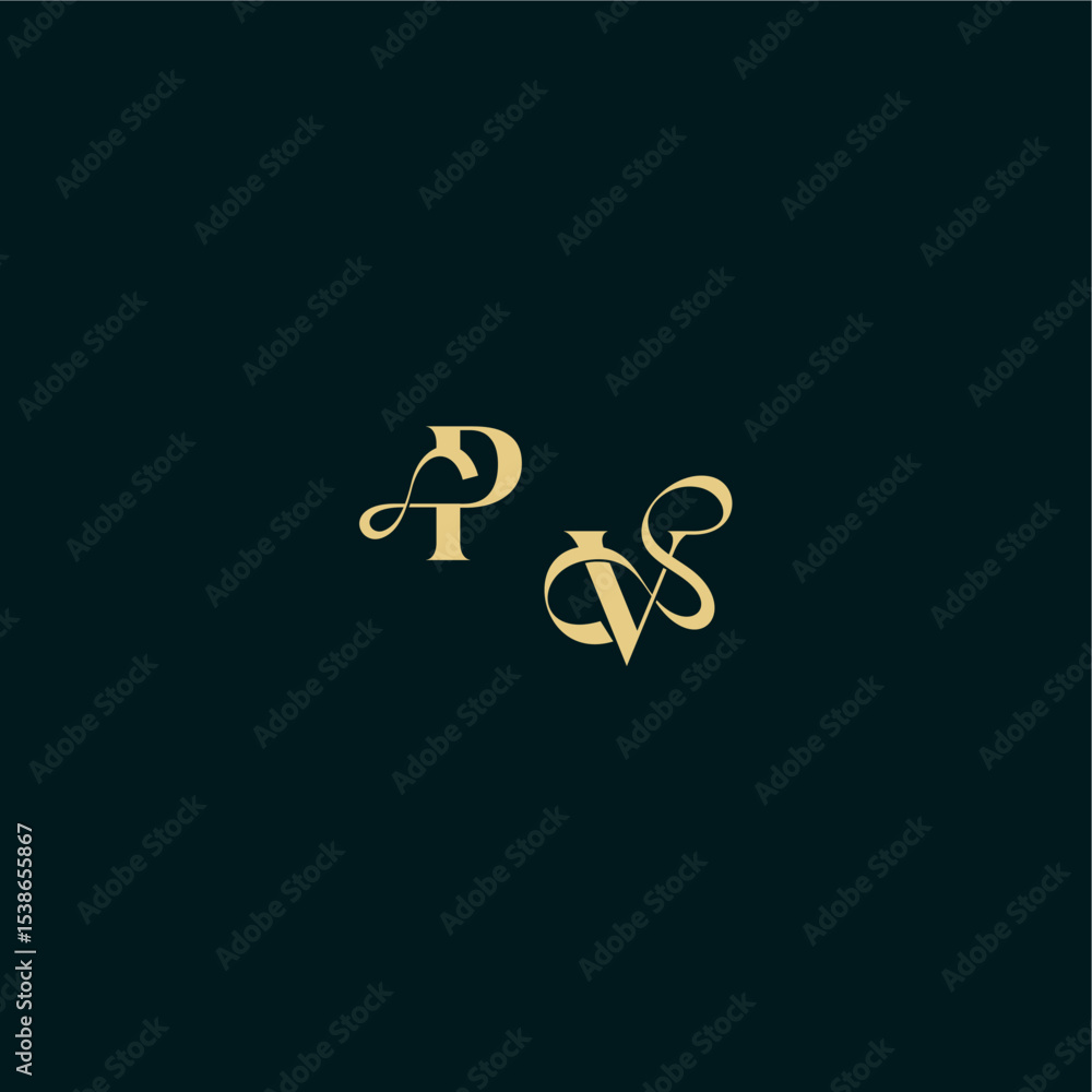 bold concept design elegant and curvy style monogram PV wedding logo initial letter bold concept design elegant and curvy style monogram PV wedding logo initial letter